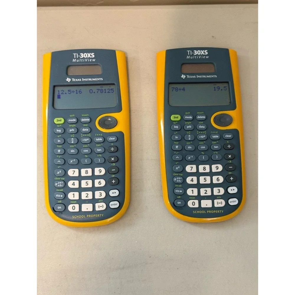 2 Texas Instruments TI-30XS MultiView Scientific Calculators Yellow Academia